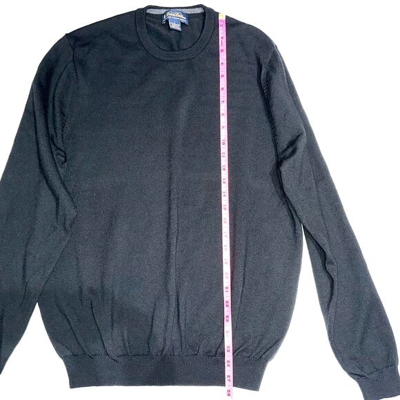 SOLD 💕Brooks Brothers Extra Fine Italian Merino Wool Crew Neck Black Sweater - Picture 7 of 8